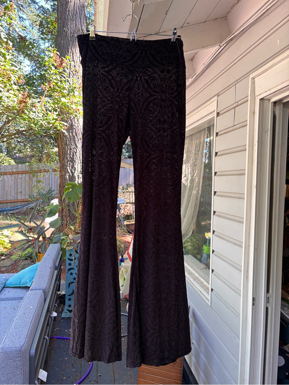 Warrior Within Desigbs Black Velvet burnout Patterned Flare Pants
